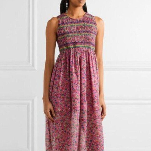 Anna Sui Floral Pink Sleeveless Dress Size 6 - Picture 8 of 12